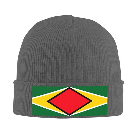 Guyana Flag Winter Beanie Hats for Men Women Warm Cozy Knitted Cuffed Skull Cap Deep Heather