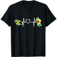 thumbnail image 1 of Guyana Jamaica Flag Guyanese Jamaican Heartbeat T-Shirt, 1 of 5