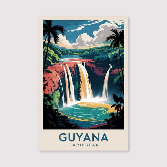 Guyana Travel Print Canvas Wall Art, Guyana Wall Hanging Home decor Guyana Canvas Art, Wall Art Caribbean Travel Print Canvas-1WN1698