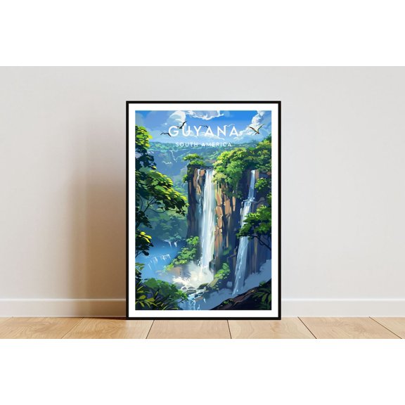 Guyana Travel Print South America Guyana South America Travel Wall Art Guyana Print Guyana South America Travel