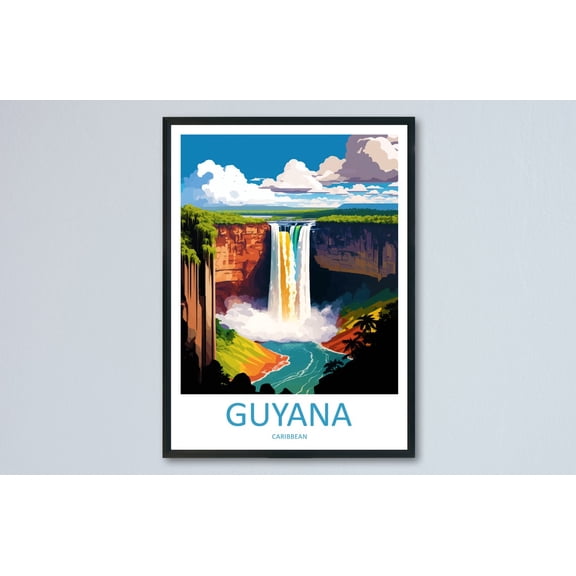 Guyana Travel Print Wall Art Guyana Wall Hanging Home Décor Guyana Gift Art Lovers Wall Art Caribbean Travel Print, Poster Only