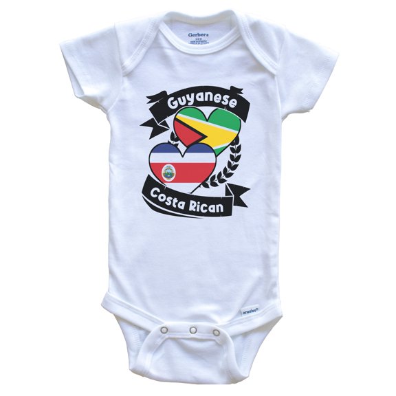 Guyanese Costa Rican Heart Flags Guyana Costa Rica Baby Bodysuit