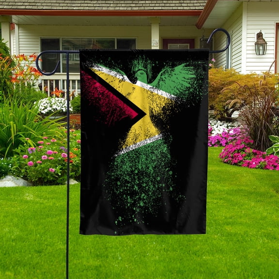Guyanese Flag With Eagle Painting - Proud Guyana Garden Flag (11.5x17.5) Double-Sided Decorative Polyester Indoor/Outdoor Flag