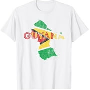 Guyanese Map and Flag Souvenir - Distressed Guyana T-Shirt
