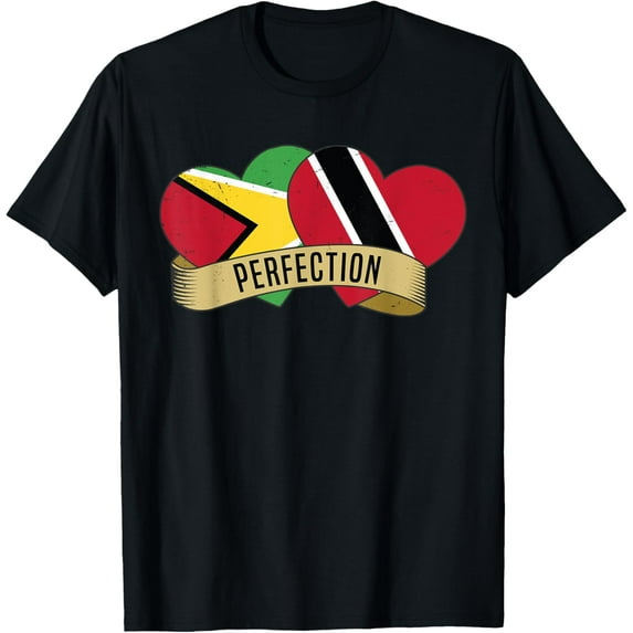 Guyanese Trini shirt Half Trinidad Half Guyana Flag Heart T-Shirt