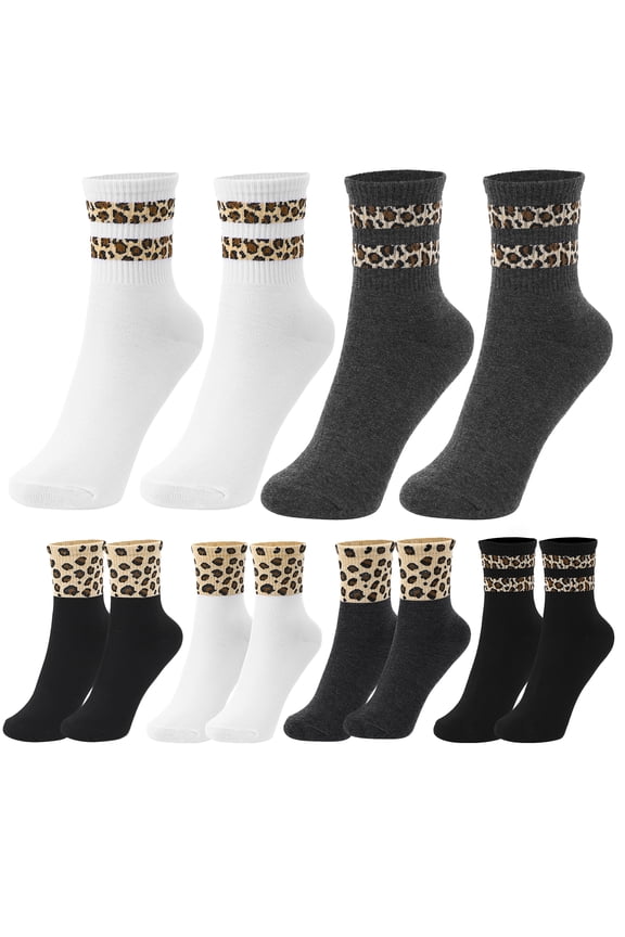 6 Pairs Socks for Women Leopard Animal Print Women's Woman Lovers