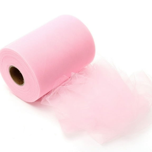 Guyelim 6"x10YD DIY Netting Fabric 6"x100YD Tulle Fabric Roll for Wedding Party Bow Banquet Craft Favor Decoration (Pink)