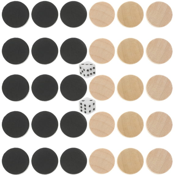 Guyelim Backgammon Pieces 30pcs Wood Backgammon Piece Checkers Chess Pieces Board Game Accessories