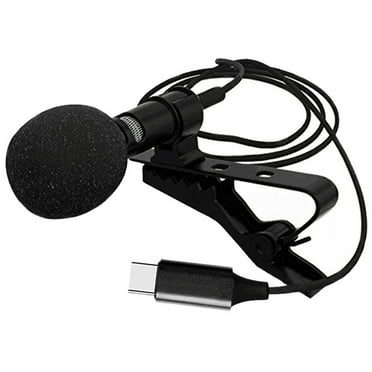 Guyelim Lavalier Mic Mini Lavalier Microphone Small Wired Condenser Microphone Type-c Recording Mic for Smartphone with PU Bag (Black)