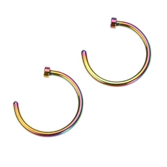 Guyelim Nose Ring 2 pcs Unisex Surgical Titanium Steel Open Nose Ring Nose Piercing 8mm (Colorful)