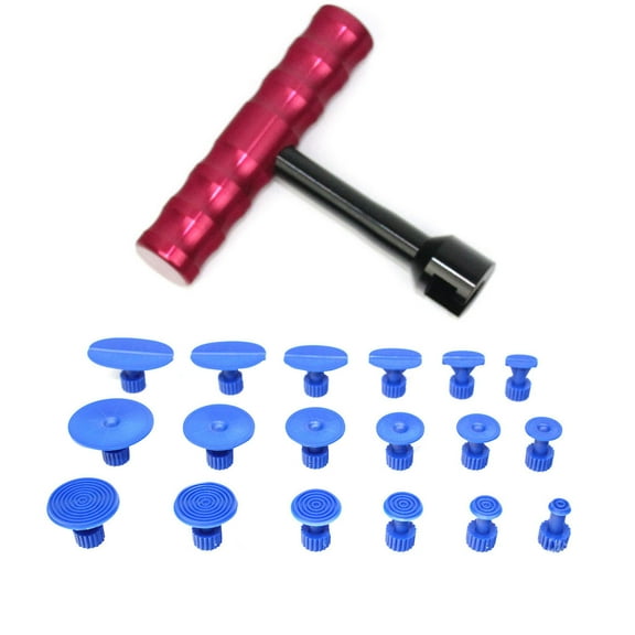 Guyelim car dent remover Car Body Paintless Dent Repair Tools Puller Grip T-handle Dent Puller Mini T-bar with 18pcs Puller Tabs