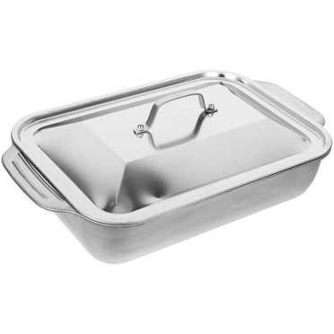 Guyelim grill pan 1 set of Stainless Steel Grilled Fish Dish Portable Roasting Pan Rectangular Tray with Lid