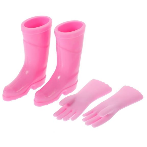 Guyelim miniature rainshoes 1 Set Miniature Rainshoes And Gloves Kit Doll House Accessories Mini Rain Boots And Gloves Decor