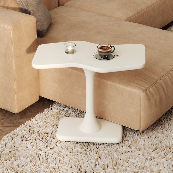 Guyii 23.62" Cream White End Table, Accent Side Table for Living Room, Small Sofa Side Table for Small Spaces, Easy Assembly