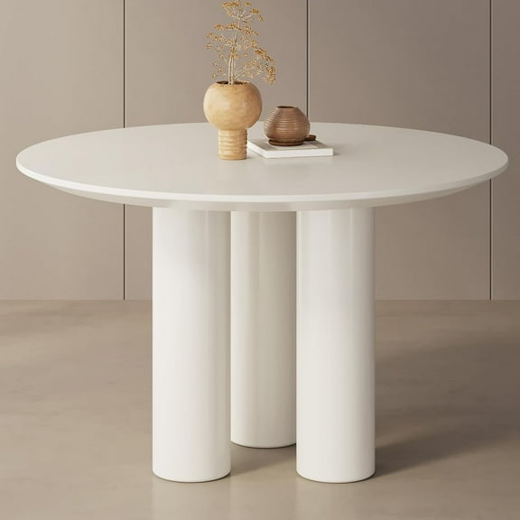 Guyii 30" Cream White Dining Table, Modern Round Kitchen Table, Small Indoor End Table for Kitchen, Bar, Living Room, Small Space, Easy Assembly, Table Only