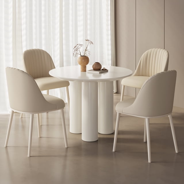 Guyii 39.37'' Round Dining Table Set of 5, Modern Kitchen Table with 4 ...
