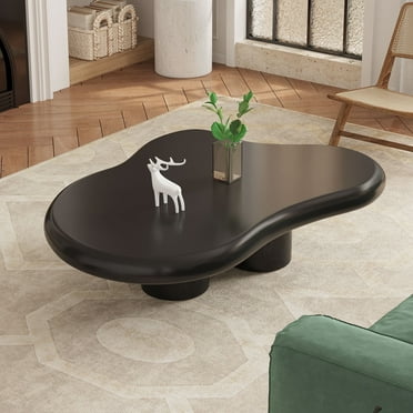 Guyii 41.02'' Cloud Coffee Table, Modern Irregular Coffee Table for Living Room with 3 Legs, Black