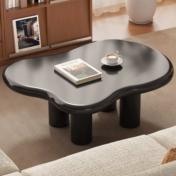 Guyii Cloud Coffee Table, Modern Irregular Coffee Table for Living Room, Office, Black
