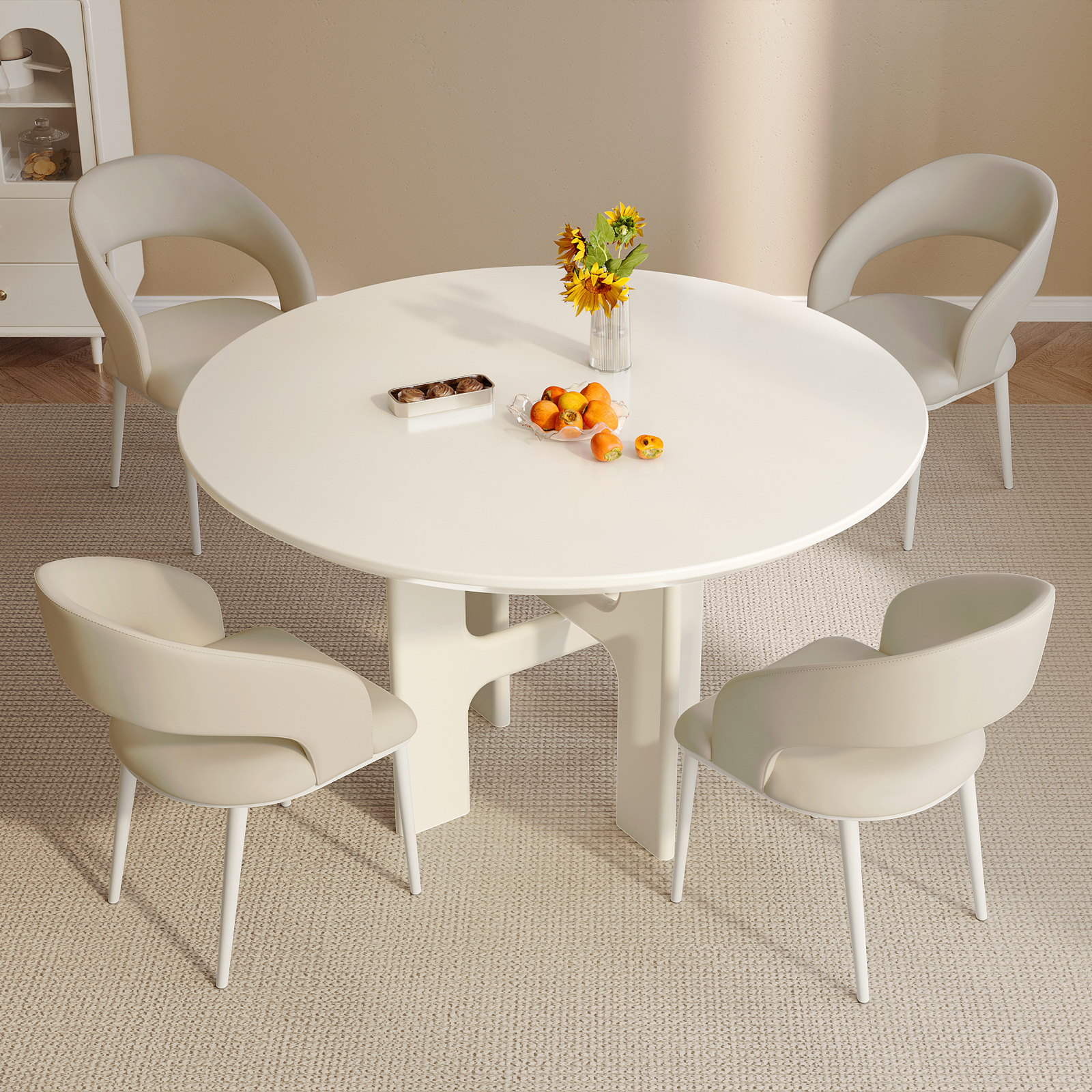 36" Round Dining Table with 12" Leaf and 4 San Remo Chairs - Espresso ...