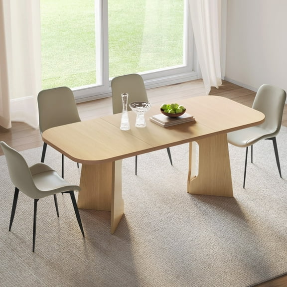 Guyii 5-Piece Dining Table Set for 4-8 People, 70.86" Rectangular Dining Room Table with 4 Chairs, Modern Kitchen Table with Durable Base for Home, Dining Room, Kitchen, Oak