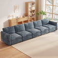 thumbnail image 1 of Guyii 5 Seater Sofa, 147.63" Large Fabric Couch, Comfortable Rectangular Sofa with Thick Cushions and Soft Backrest, Modern Sofa for Living Room, Bedroom, Apartment, Blue, 1 of 8