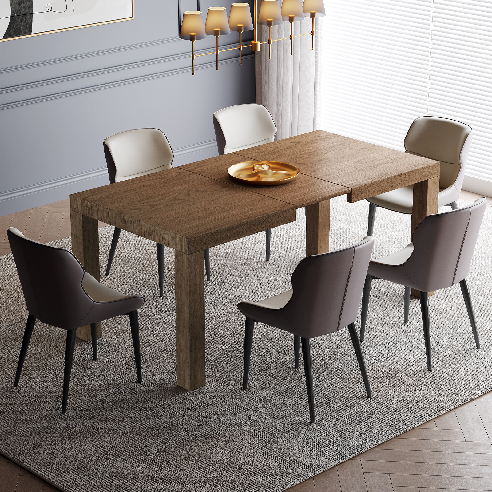 Lofka Extendable Dining Table Set for 4 to 6, Modern Kitchen Table for ...