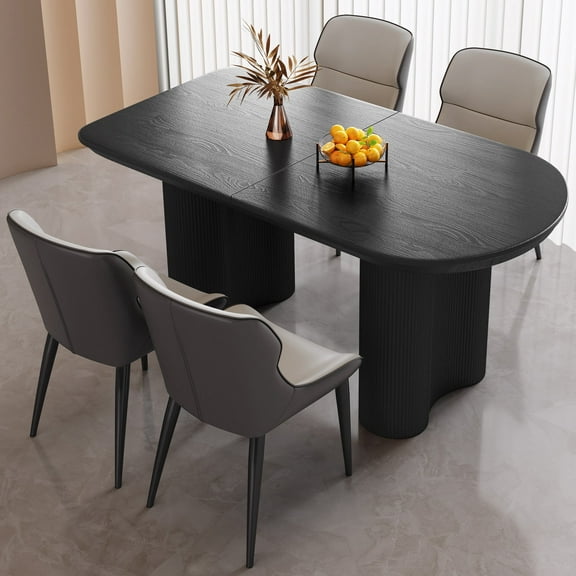 Guyii 55.11" Dining Table Set, Modern Kitchen Table with 4 Dining Chairs, 5 Piece Dining Table for Kitchen, Dining Room, Black