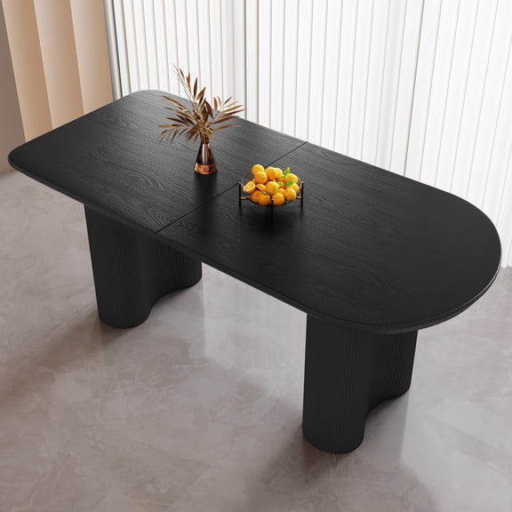 Guyii 62.99" Black Dining Table, Kitchen Table for 4 - 6 People, Rectangular Dining Table for Kitchen, Dining Room，Table Only