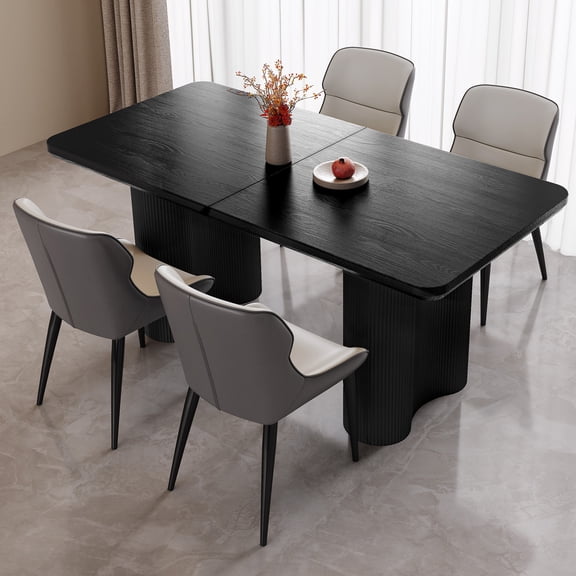 Guyii 62.99" Dining Table Set of 5, Modern Rectangular Dining Table with 4 Chairs, 5 Piece Dining Room Table Sets for Kitchen, Black