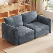 Guyii 64.94" Blue Loveseat Sofa, 2 Seater Sofa with Thick Cushions, Linen-Like Fabric, Comfortable Stylish Small Couch for Living Room, Bedroom, Apartment