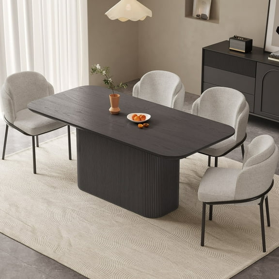 Guyii 65.35" Rectangular Dining Table Set of 5, Modern Kitchen Table with 4 Chairs, Sturdy Base, Delicate Dinner Table for Dining Room, Easy Assembly, Dark Gray