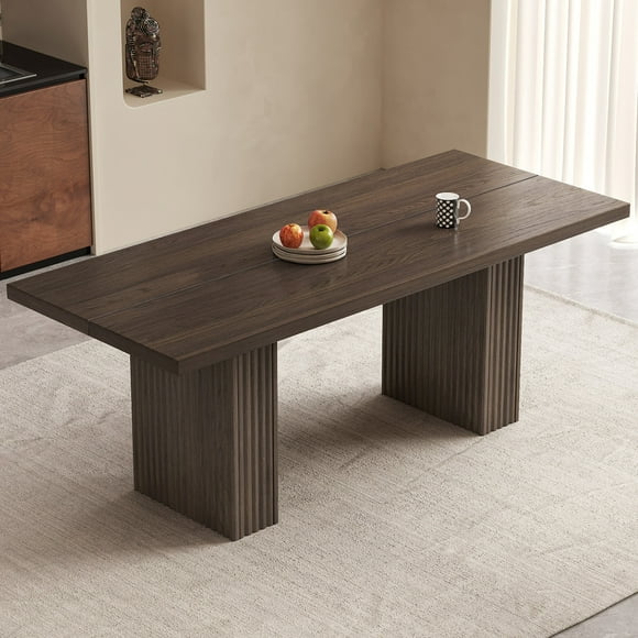 Guyii 67" Rectangular Dining Table, Modern Kitchen Table for 4-8, Farmhouse Dining Room Table for Kitchen, Home, Dark Oak Color