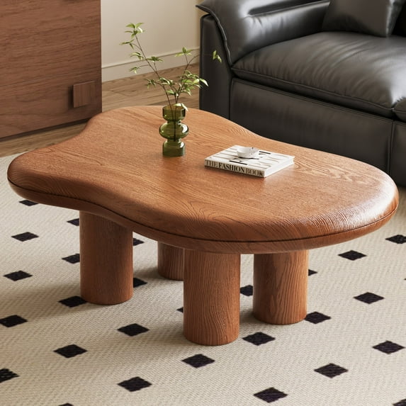 Guyii Cloud Shaped Coffee Table, 35.82" Modern Center Table with 4 Thick Legs, Small Cocktail Table for Living Room, Home, Easy Assembly, Walnut - Walmart.com