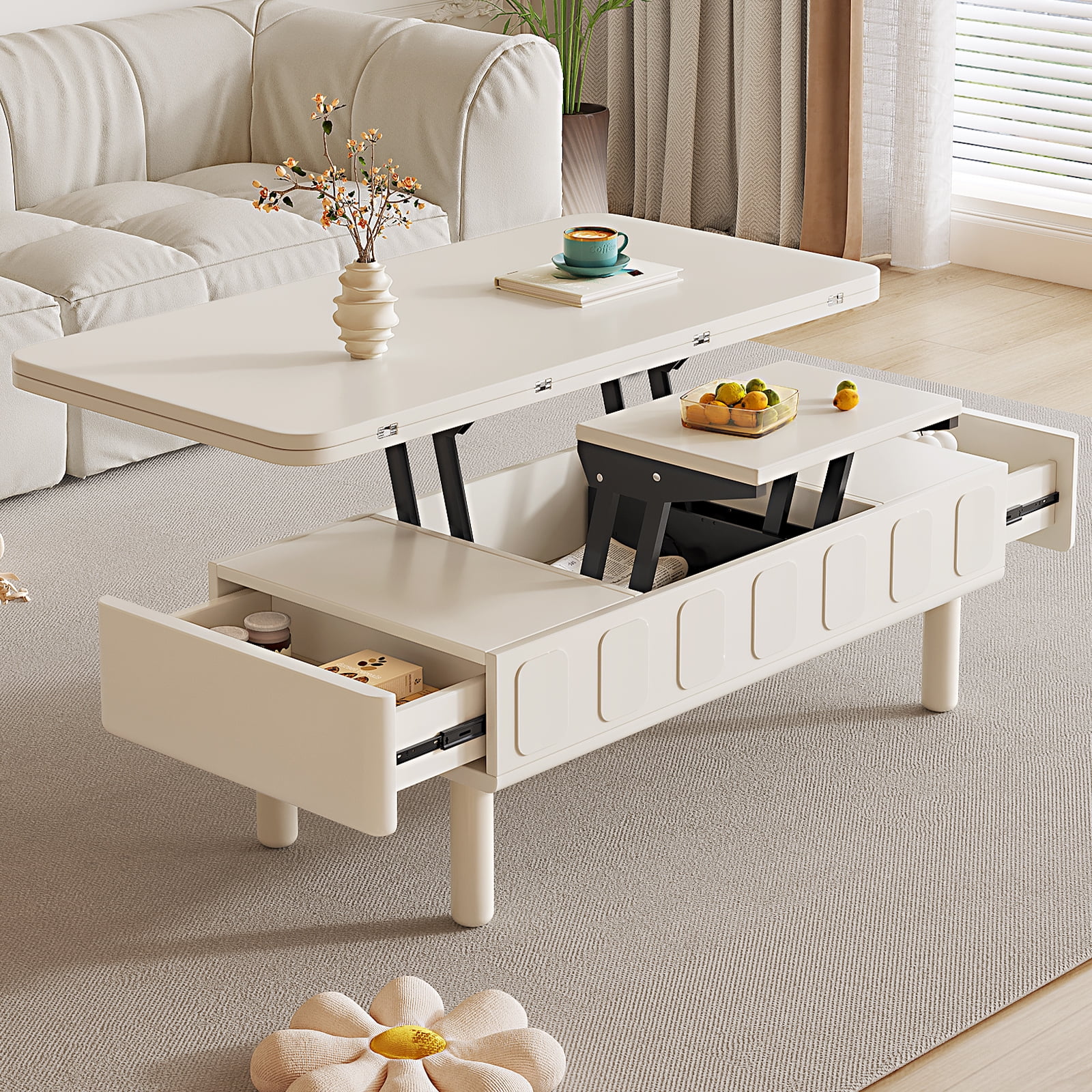 Guyii Extendable Coffee Table, 3-in-1 Lift Top Coffee Table with 2 ...