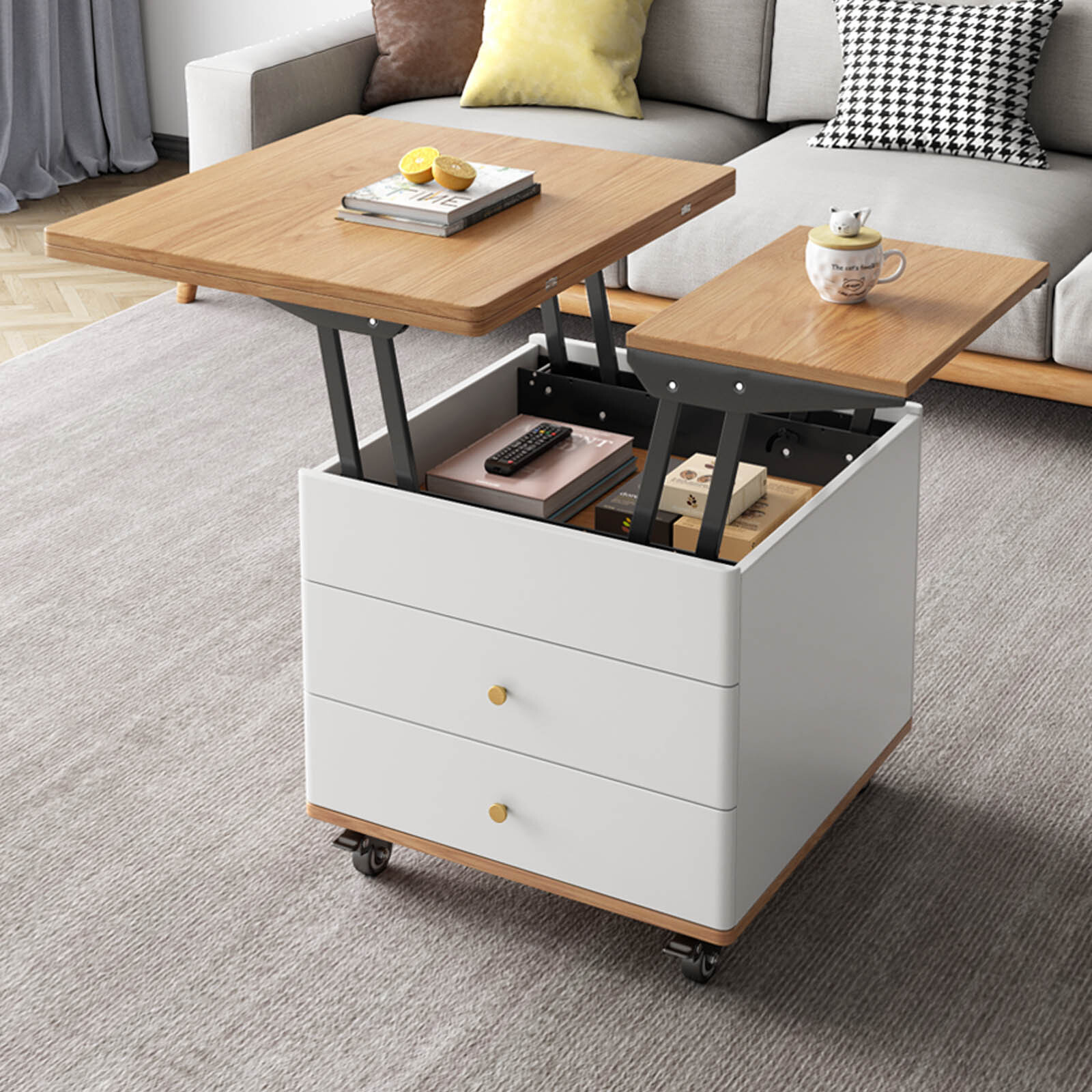 Guyii Lift-Top Multifunctional Coffee Table with Hidden Storage ...