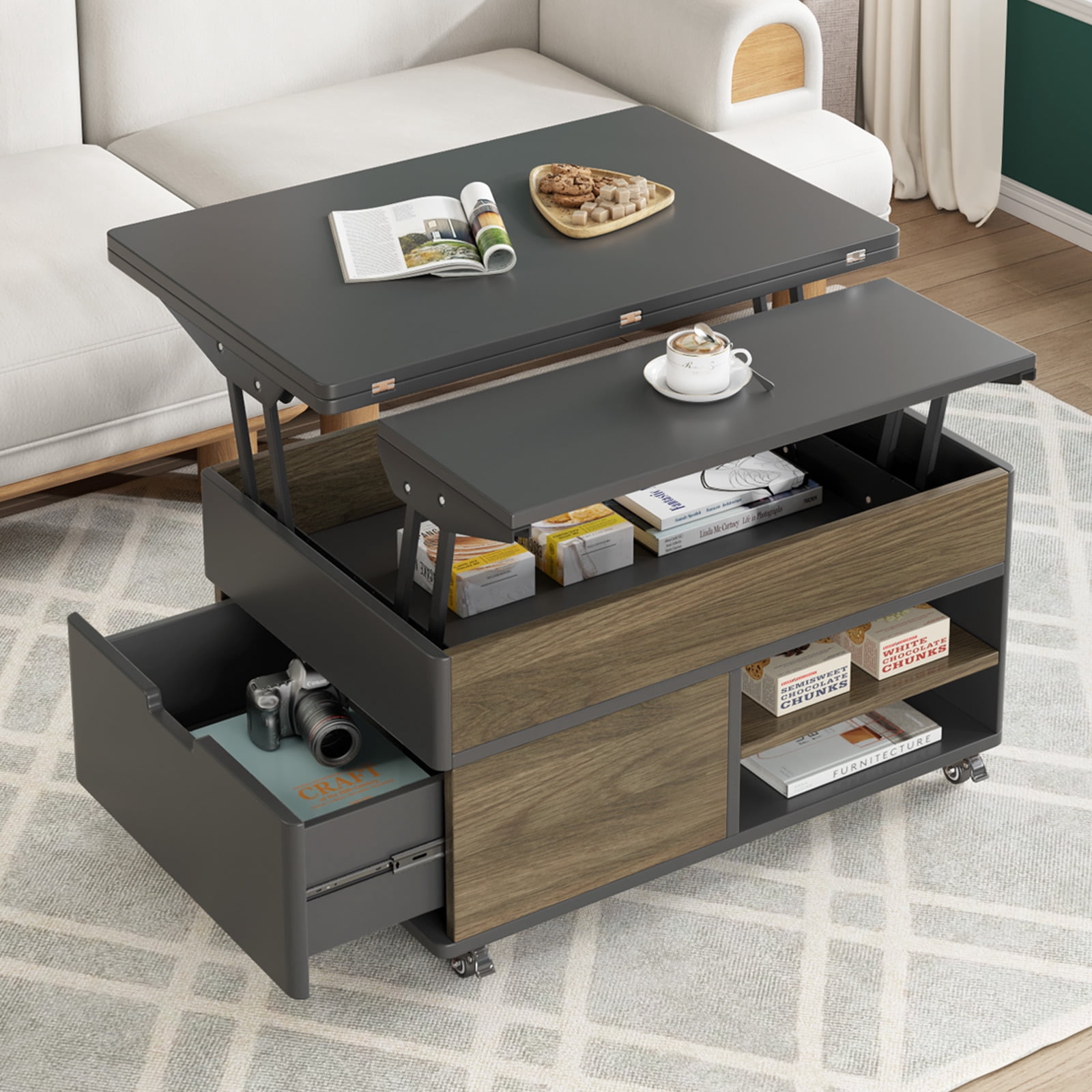 Guyii Modern Lift Top Coffee Table, Movable Multi-Functional Coffee ...