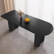 Guyii Modern Oval Dining Table, Wood Kitchen Table, Rectangular Dining Room Table for Kitchen Black, 70 Inch
