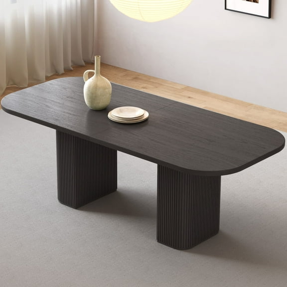 Guyii Rectangle Dining Table for 4-8 People, 65.35" Kitchen Table with Thickened Wood Base, Modern Dining Room Table for Living Room, Kitchen, Home, Black