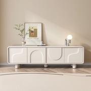 Guyii TV Stand for TVs up to 70", Modern Creamy White Entertainment Center with 2 Storage Cabinets & Cable Holes, 63" Media Console Table