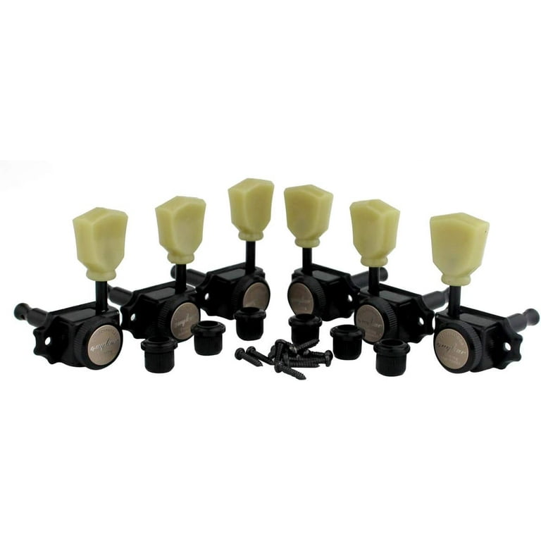 Guyker Locking Guitar Machine Heads 3R 3L 1 15 Ratio Lock String Vintage Deluxe Tuning Key Pegs Tuners Set Replacement for Electric Acoustic or Folk Guitars Black Black Yellow Green Handle Walmart