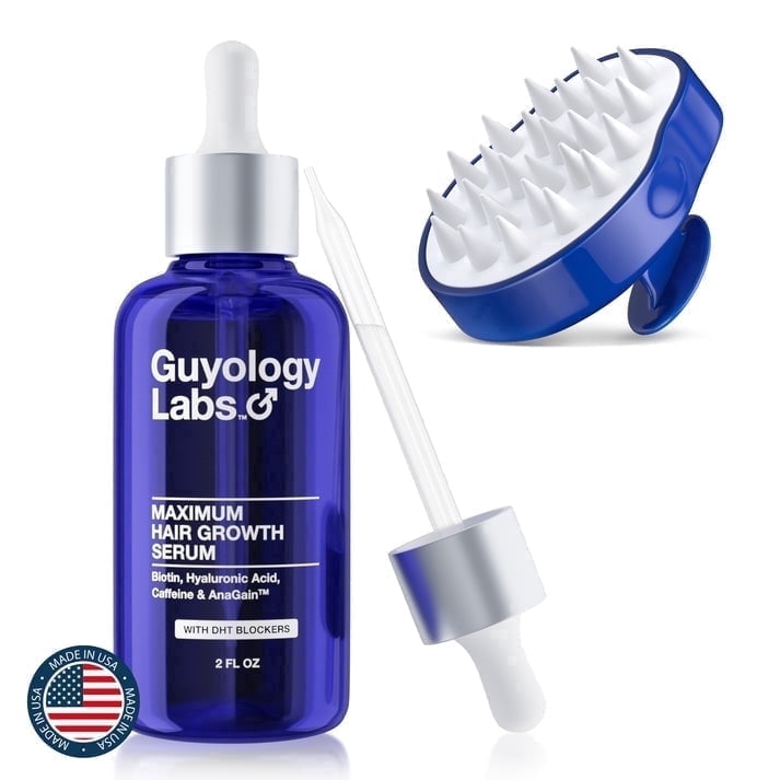 Biotin & AnaGain Hair Growth Serum and Massager for Men, Women & All Types of Hair - Anti Thinning Hair - Anti Hair Loss