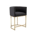 thumbnail image 1 of Guyou 24" Modern Linen Counter Height Bar Stool, Upholstered Bucket Kitchen Island Chair with Gold Finish Metal Frame and Curved Back for Living Room Dining Room, Charcoal, 1 of 13