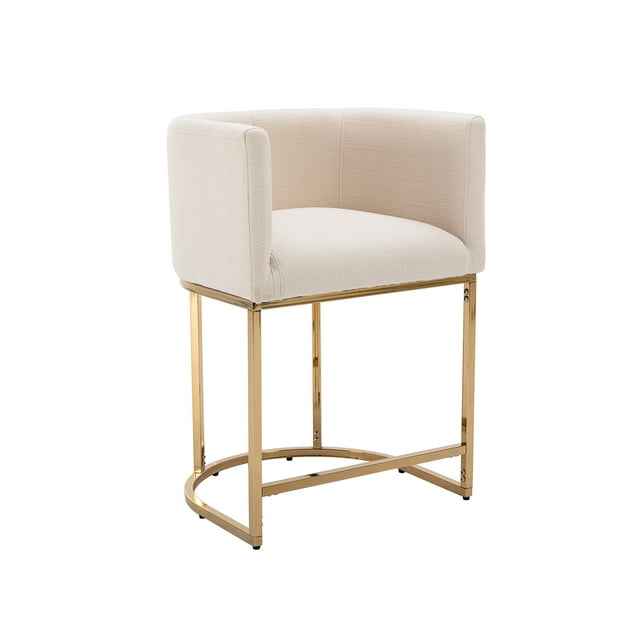 Guyou 24" Modern Linen Counter Height Bar Stool, Upholstered Bucket