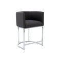 thumbnail image 1 of Guyou 24” Modern Linen Counter Barstool with Upholstered Bucket Kitchen Island Chair with Silver Metal Frame and Curved Back for Living and Dining Room, Grey, 1 of 11