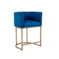 thumbnail image 1 of Guyou 24" Modern Velvet Counter Height Bar Stool, Upholstered Bucket Kitchen Island Chair with Gold Finish Metal Frame and Curved Back for Living Room Dining Room, Blue, 1 of 13