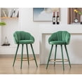 thumbnail image 1 of Guyou 25.5" Bar Stool Set of 2, Modern Velvet Upholstered Counter Height Barstools with Petal Back and Gold Metal Ring Footrest for Kitchen Island Home Bar Restaurant, Green, 1 of 13