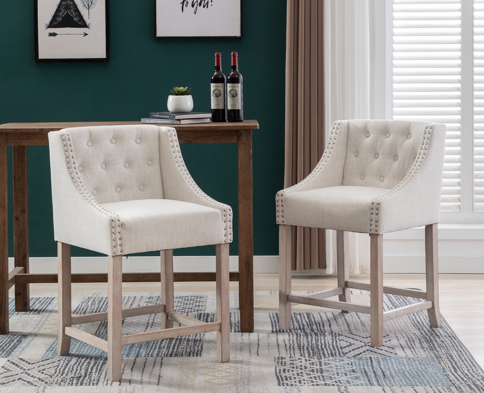 Baxton Studio Oscar 25 in. Counter Height Pub Dining Chairs - Set of 2 main image 1