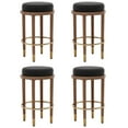 thumbnail image 1 of Guyou 26" Backless Counter Height Bar Stool Set of 4, Modern Round Linen Upholstered Stools, Farmhouse Wooden Kitchen Island Chairs for Restaurant Kitchen Bistro, Charcoal, 1 of 8