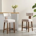 thumbnail image 1 of Guyou 26" Bar Stool Set of 2, Modern Linen Upholstered Counter Height Barstools with Hardwood Frame, Wooden Farmhouse Kitchen Island Chairs for Bar Restaurant, Beige, 1 of 12
