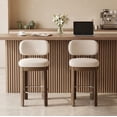 thumbnail image 1 of Guyou 26" Bar Stools Set of 2, Modern Linen Upholstered Counter Height Bar Stools, Farmhouse Armless Bar Chairs with Solid Wood Legs & Padded Back for Kitchen Island/Dining Room Bar, Beige, 1 of 9